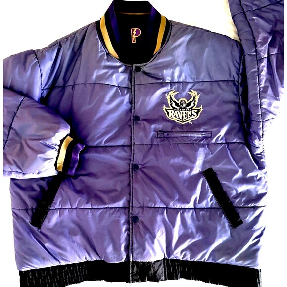 Vintage Men’s 1990’s Pro Player Baltimore Ravens Quilted Reversible Jacket XL - Picture 1 of 15